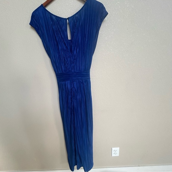 Maeve by Anthropologie Women’s 12 Blue Metallic Pleated Tie-Waist Sonata Romper - Picture 5 of 10